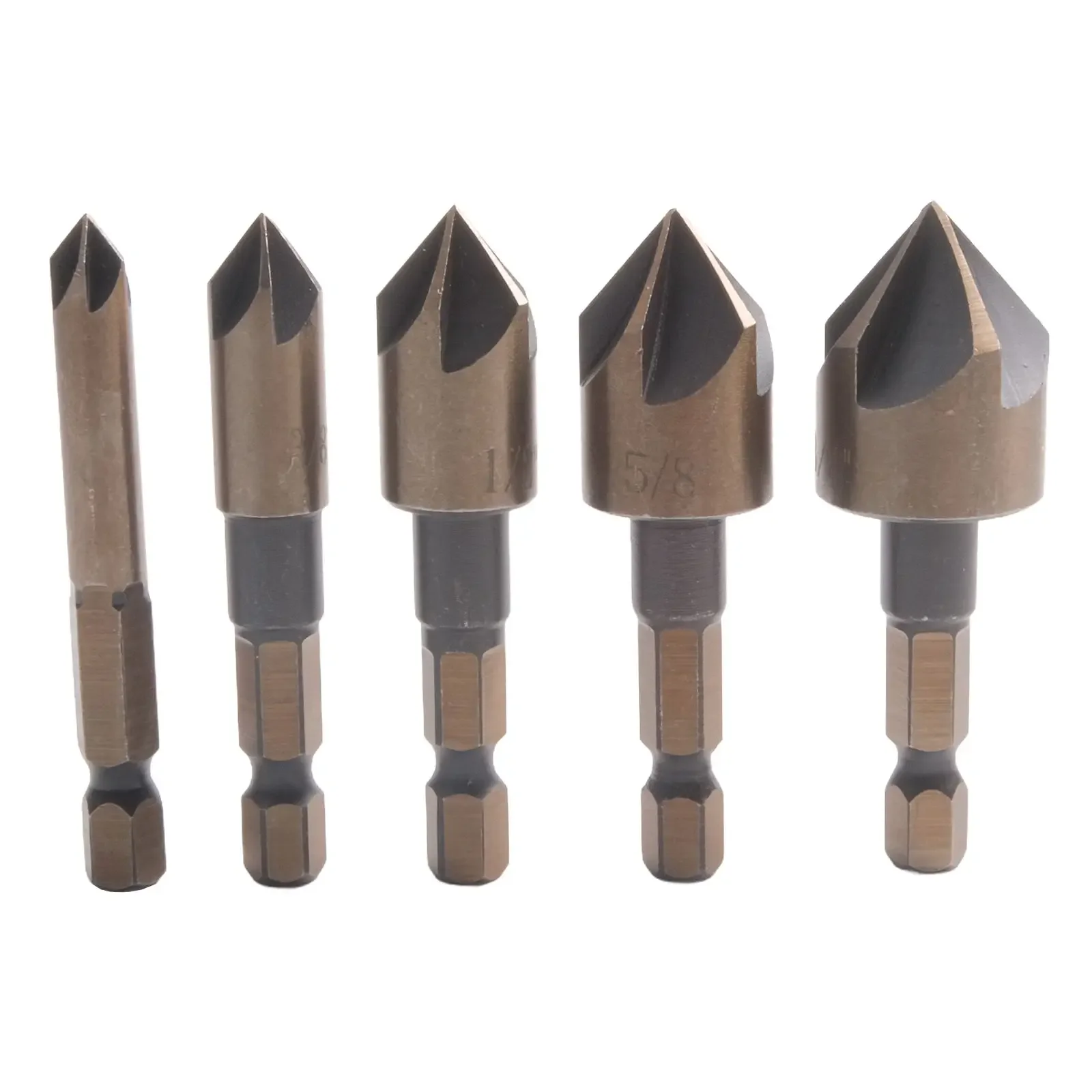 

5PCS 5-Flute Chamfering Drill HSS Countersink Drill Bit Set 82 Degree Precision Grinding Hex Shank Drill Bit For Metal Wood