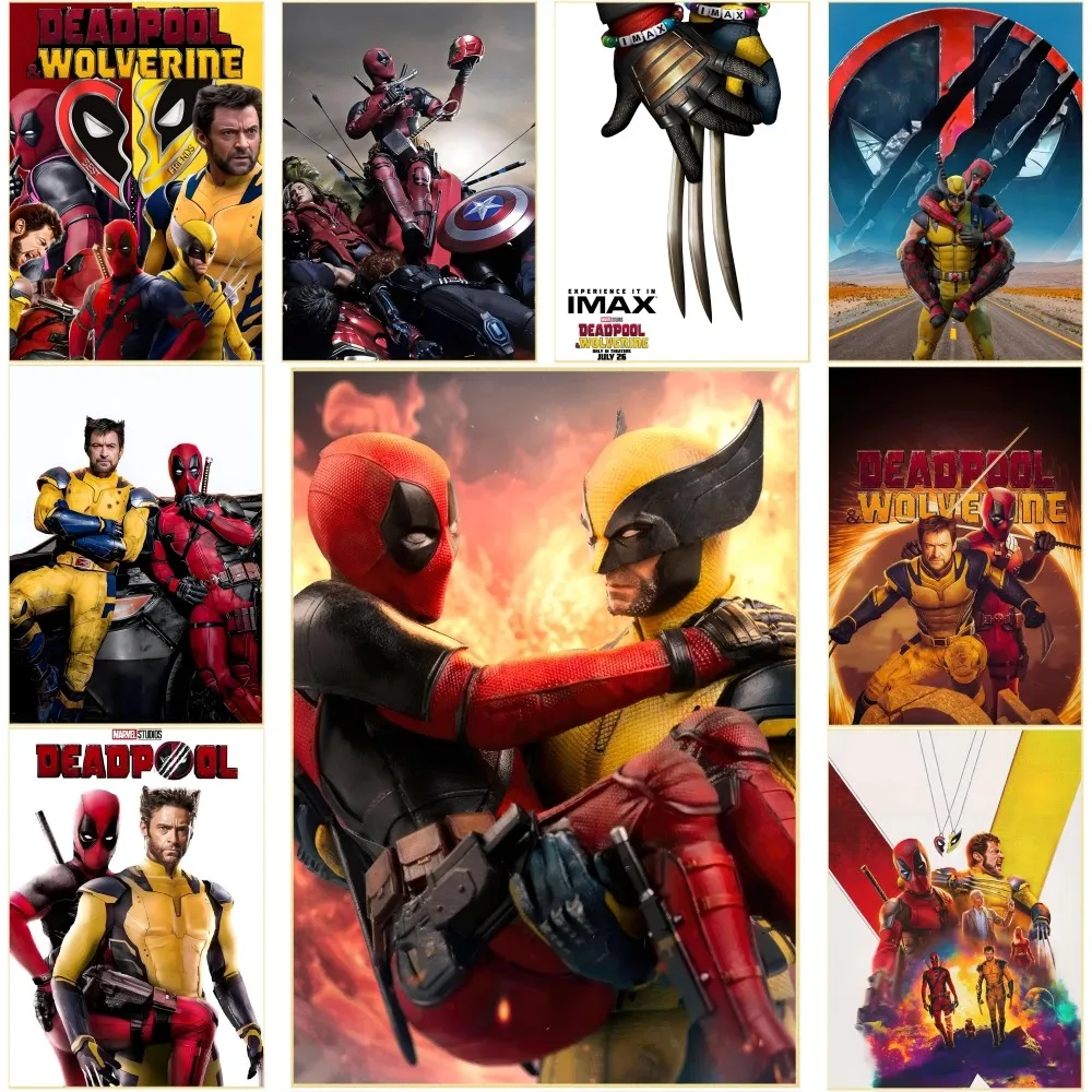 Anime D-Deadpool-and W-Wolverine Poster Self-adhesive Art Waterproof Paper Sticker Coffee House Bar Room Wall Decor