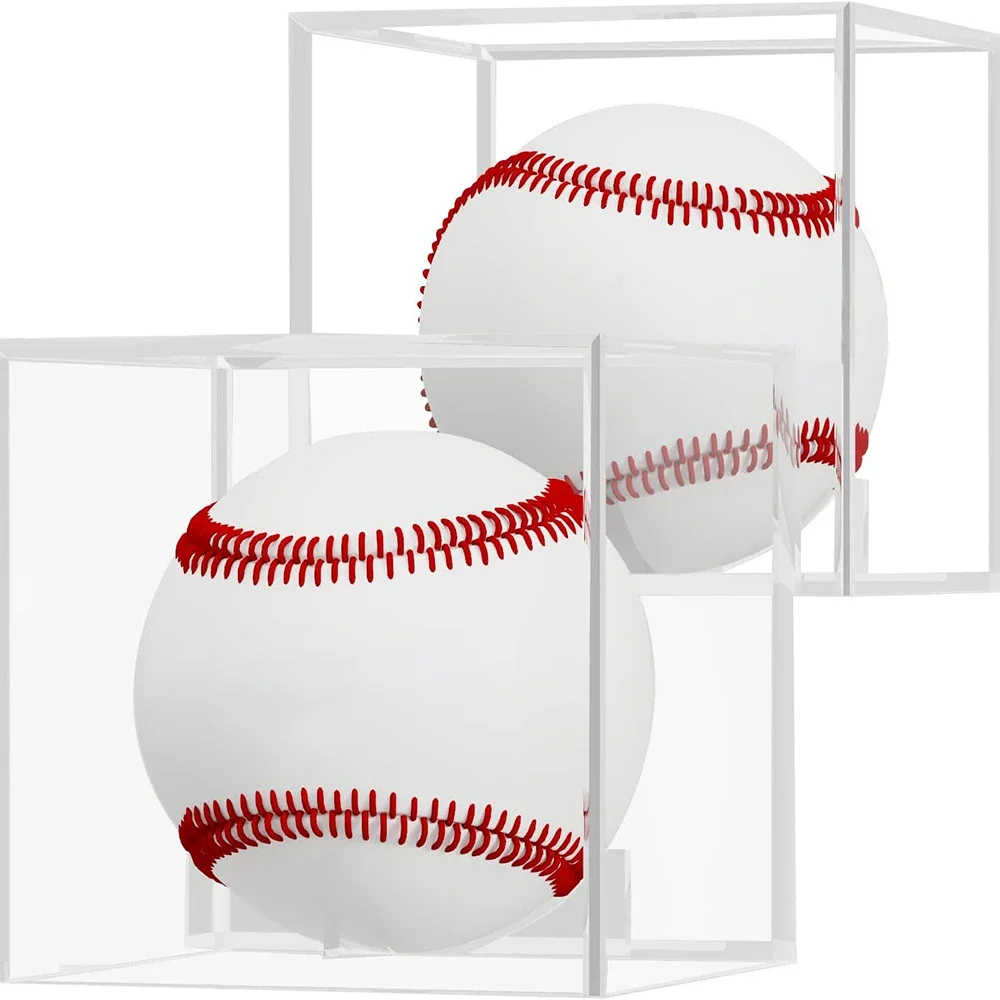 2pcs Acrylic Boxes for Display Clear Display Case Baseball Cube Memorabilia Showcase Autograph Ball Protector for Baseball Golf