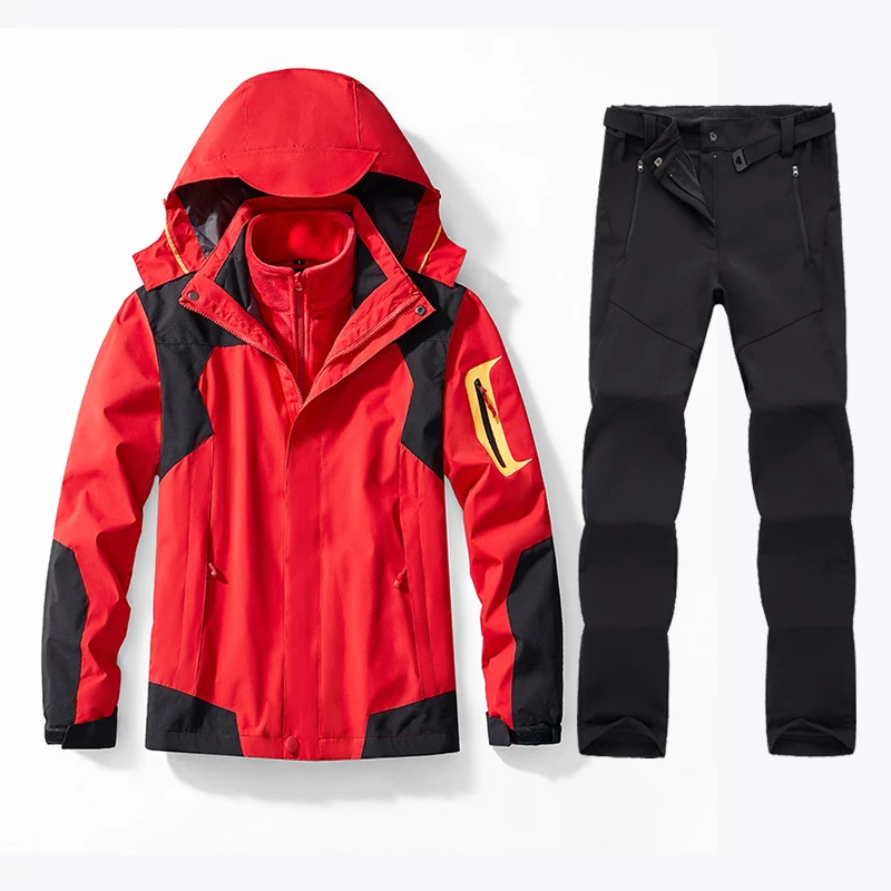 Winter Women's Ski Suit Waterproof Snowboard 3 In 1 Set Jacket Pants Warm Snow Coat Mountain Windbreaker Female Ski Outfits