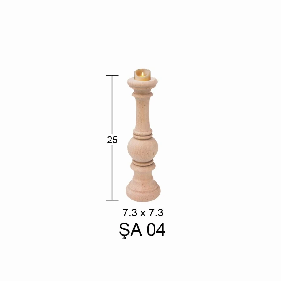 ŞA04 25cm Candlestick, Can Be Painted Mdf Wooden Candlestick