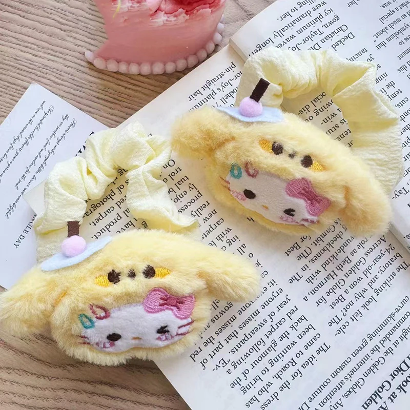 

Sanrio Hello Kitty плюшевые заколки для волос для девочек, заколки для волос с героями мультфильмов, женские заколки для челки, зажимы для хвоста, милые резинки для волос с животными, аксессуары для волос