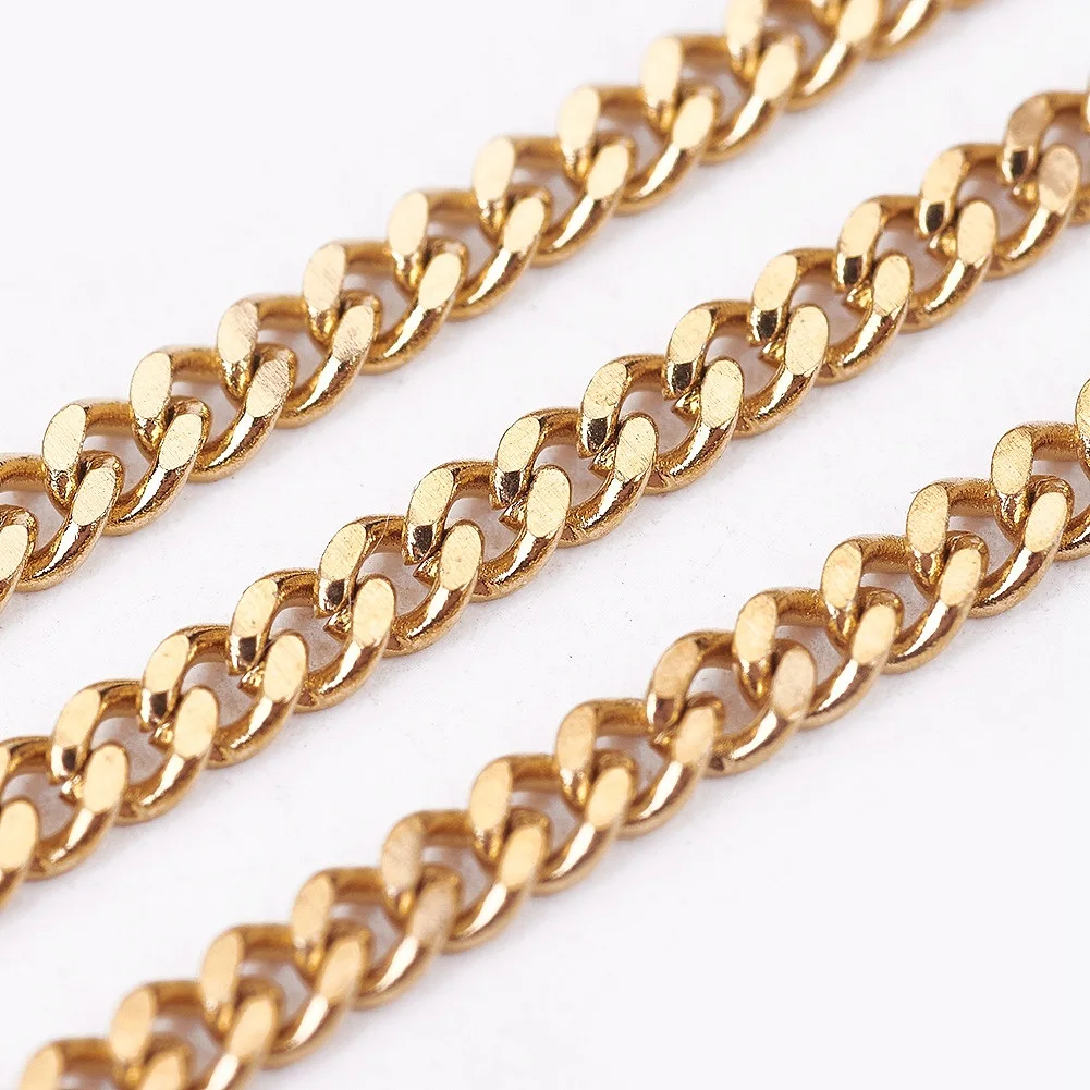 

10m/roll 3x2x0.6mm 304 Stainless Steel Twisted Chains Curb Chains Unwelded with Spool Faceted for DIY Jewelry Necklace Bracelet