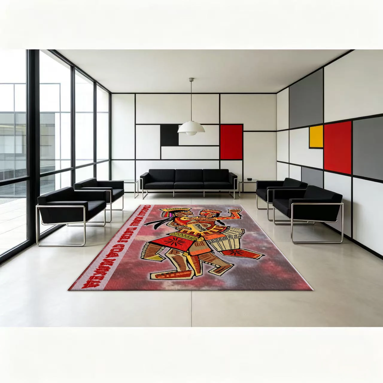 Ethnic Tribal Warrior Art Carpet Bohemian Style Decorative Rug Suitable for Living Room Study Home Decoration