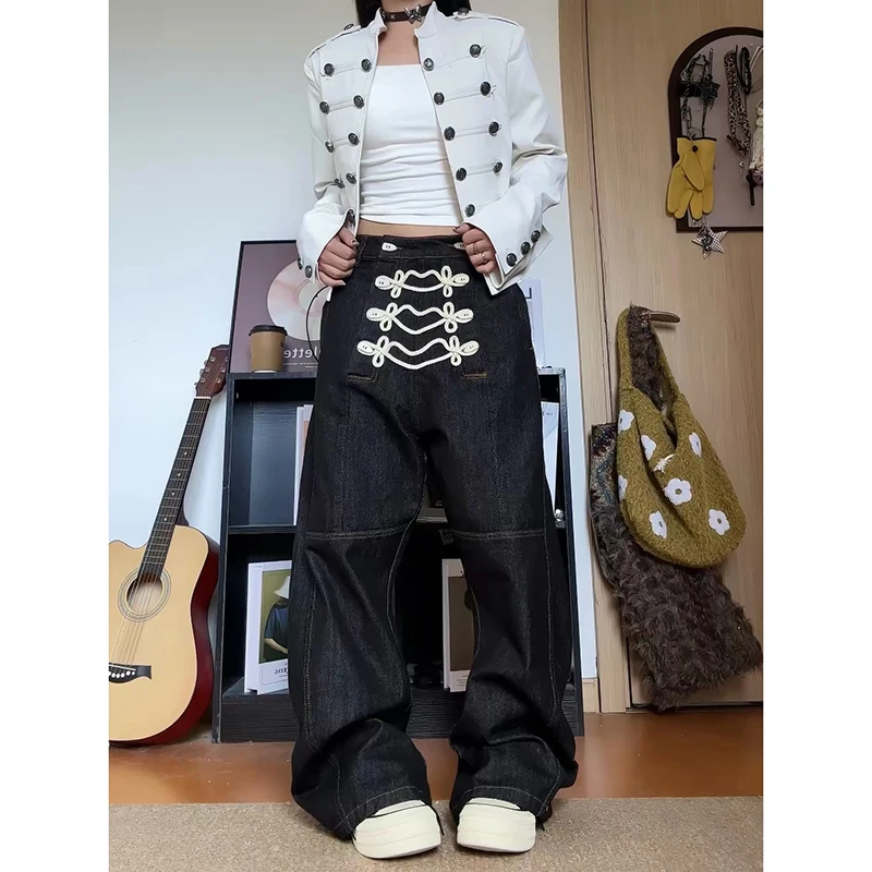 YIBASHU Women Baggy Black Jeans Y2K Japanese Harajuku High Street Aesthetic Vintage 2000s Cargo Pants Jean Clothing Autumn 2026