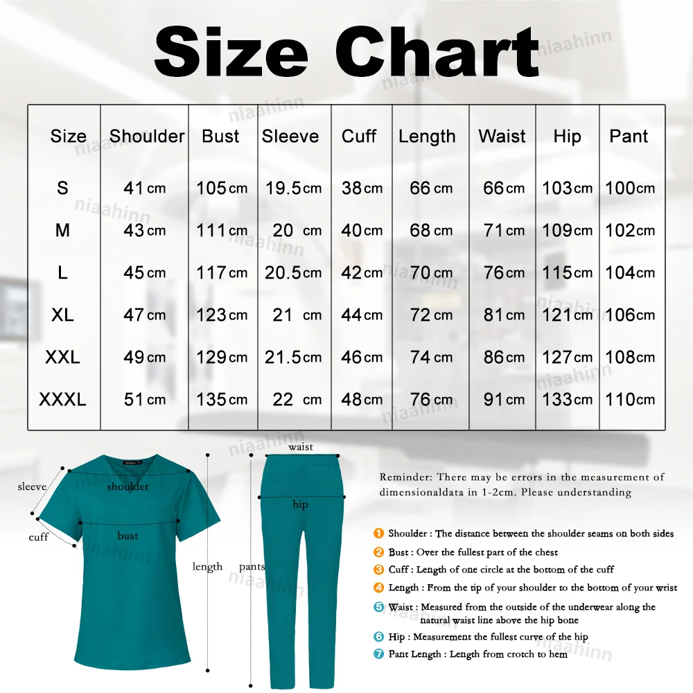 Nurse Uniform Scrubs Set Women Lab Coat Hospital High Quality Nurse Uniforms Pediatric Nursing Healthcare Short Sleeved Top Pant