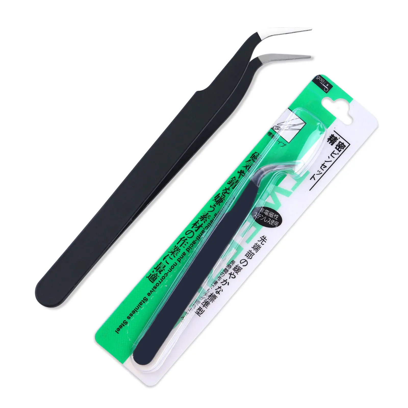 Nail Stainless Steel Tweezers Black Elbow Straight Head Pick Decorations Picking Clip Take Sequin Clip Grafting Eyelash Tweezers