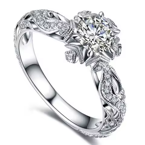 Classic Silver Plated Stainless Steel Cubic Zircon Ring for Women Jewelry Accessories Wholesale Size 5-11