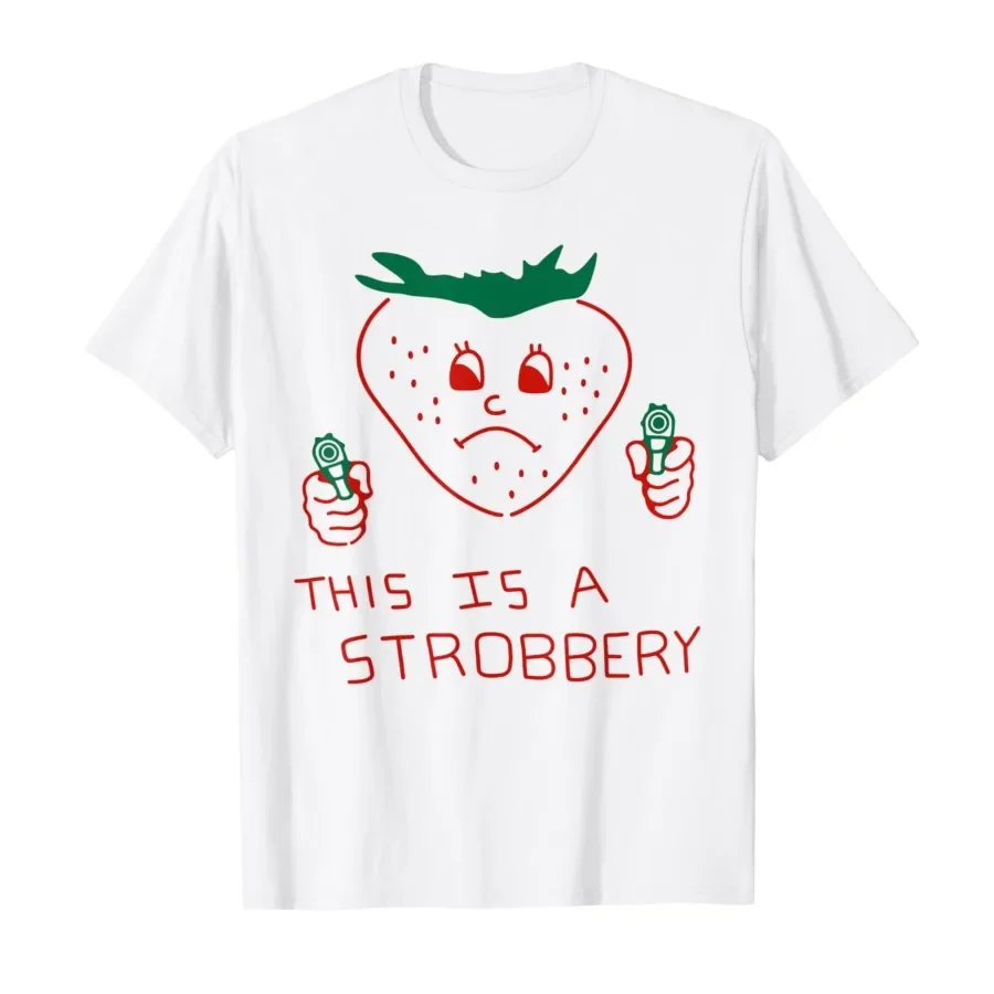 

This is Strobbery Funny Strawberry Cute Meme Graphic T-shirt For Men Women 100% Cotton T Shirts Short Sleeve Tops 0427-1