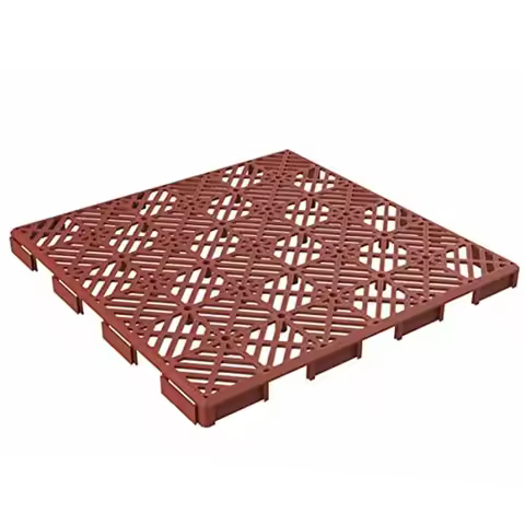 Outdoor Deck Tiles 12-Pack Terracotta Balcony Flooring Drainage Patio Garage Polypropylene Square Enhance Space 11.5" Easy
