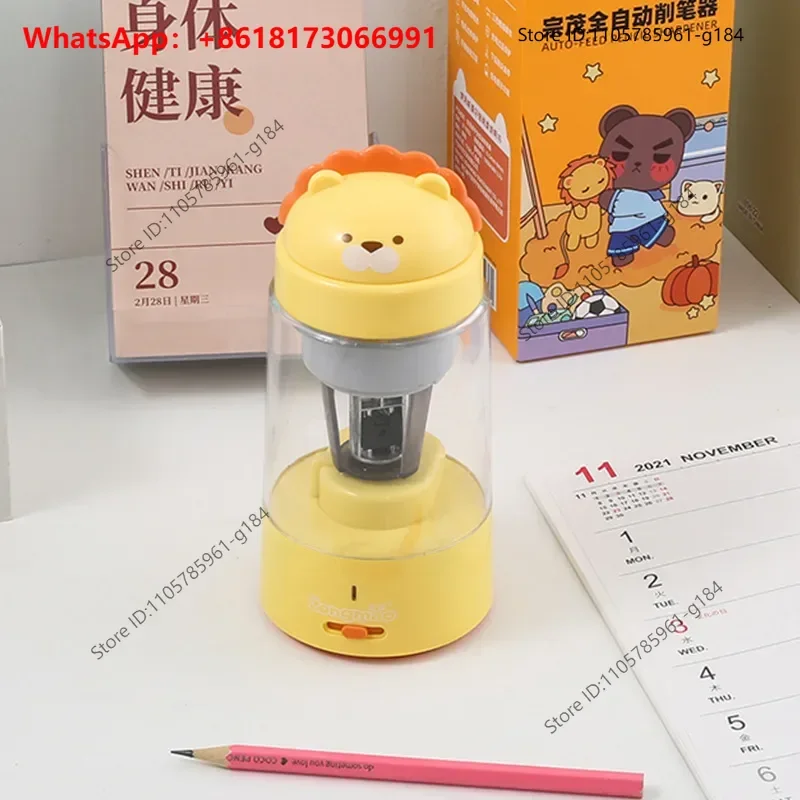 New fully automatic pencil sharpener for elementary school students, electric charging cartoon, automatic pen input