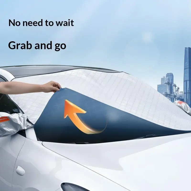 1Pcs Car Front Windshield Sunshade With 5 Strong Magnets Thickened Insulation For Sedan SUV All Season Sun Snow Protection