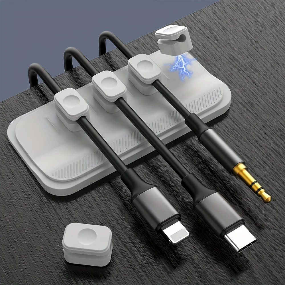 Multi-scene Silicone Wire Organizer Magnetic Cable Clip Car Mount Desktop Holder For USB Charging Cables