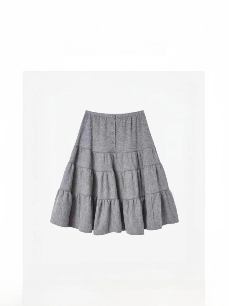 

Винтажная юбка TheBarnnet с высокой талией, однотонная, утягивающая, многоярусная, длинная, из шерстяной ткани с ПВХ-вставками