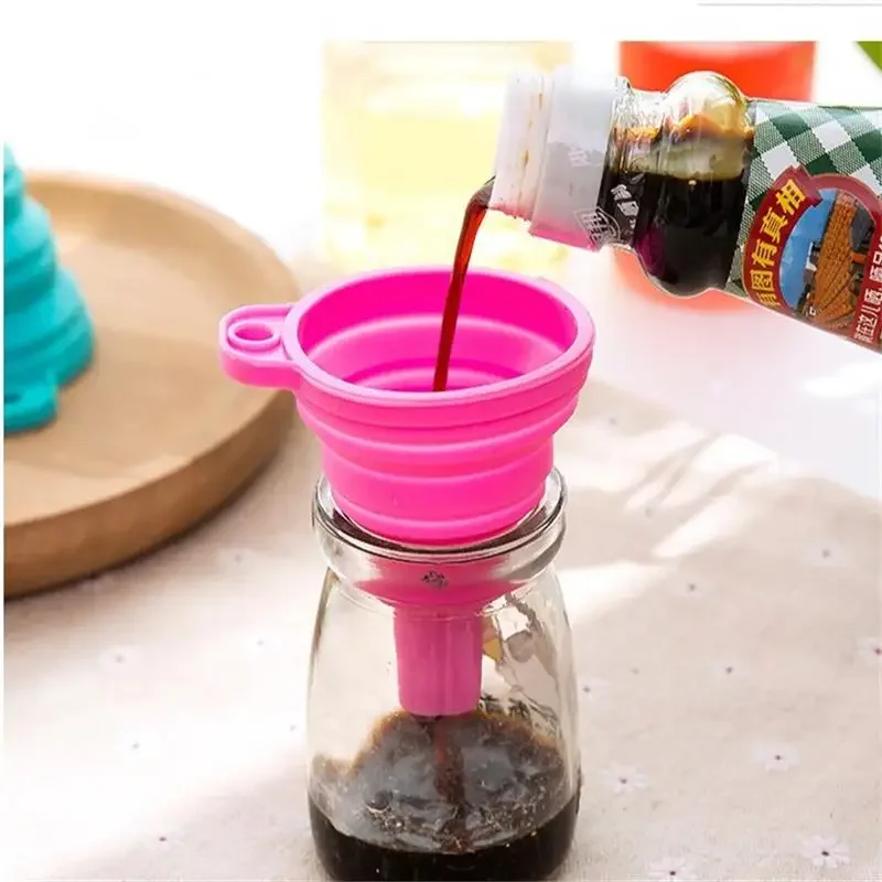 

1pc Red Silicone Funnel Mini Multifunctional Convenient Kitchen Folding And Sub Packaging Tools Kitchen Supplies Kitchen gedgets