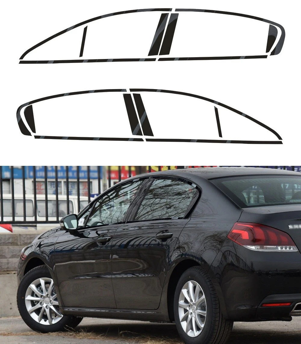 

Хромированная затемняющая накладка для Peugeot 508 2011-2017, глянцевая черная наклейка на окно