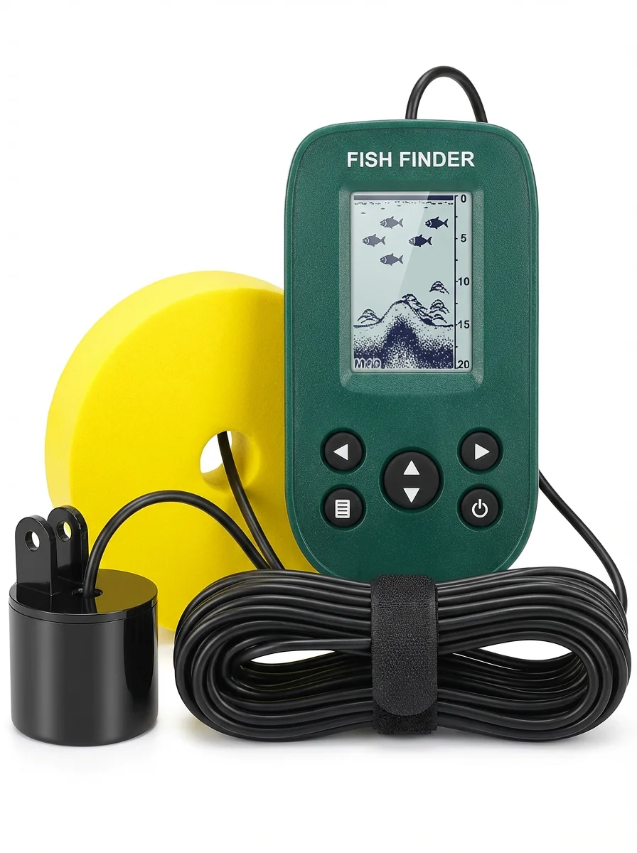 findfish-新しいスマートポータブルソナー魚群探知機釣りルアーエコーサウンダー釣りファインダーアラームトランスデューサー湖海釣り-グリーン