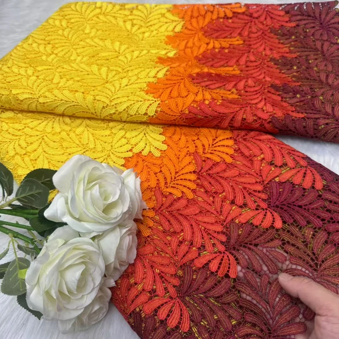 

African Water Soluble Lace Fabrics Nigerian Guipure Cord Lace Fabrics Embroidered For Women Sewing Wedding Dresses