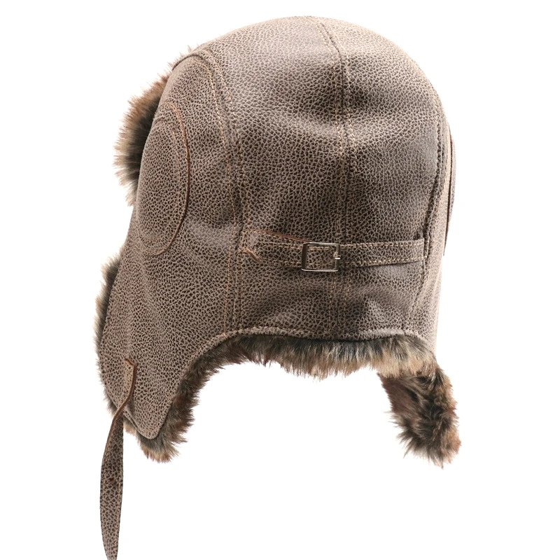 SupSindy Men Warm Winter Bomber Hats Outdoor Moto Windproof Faux Fur Pilot Earflap Hat For Women USSR Ushanka Thermal Snow Caps