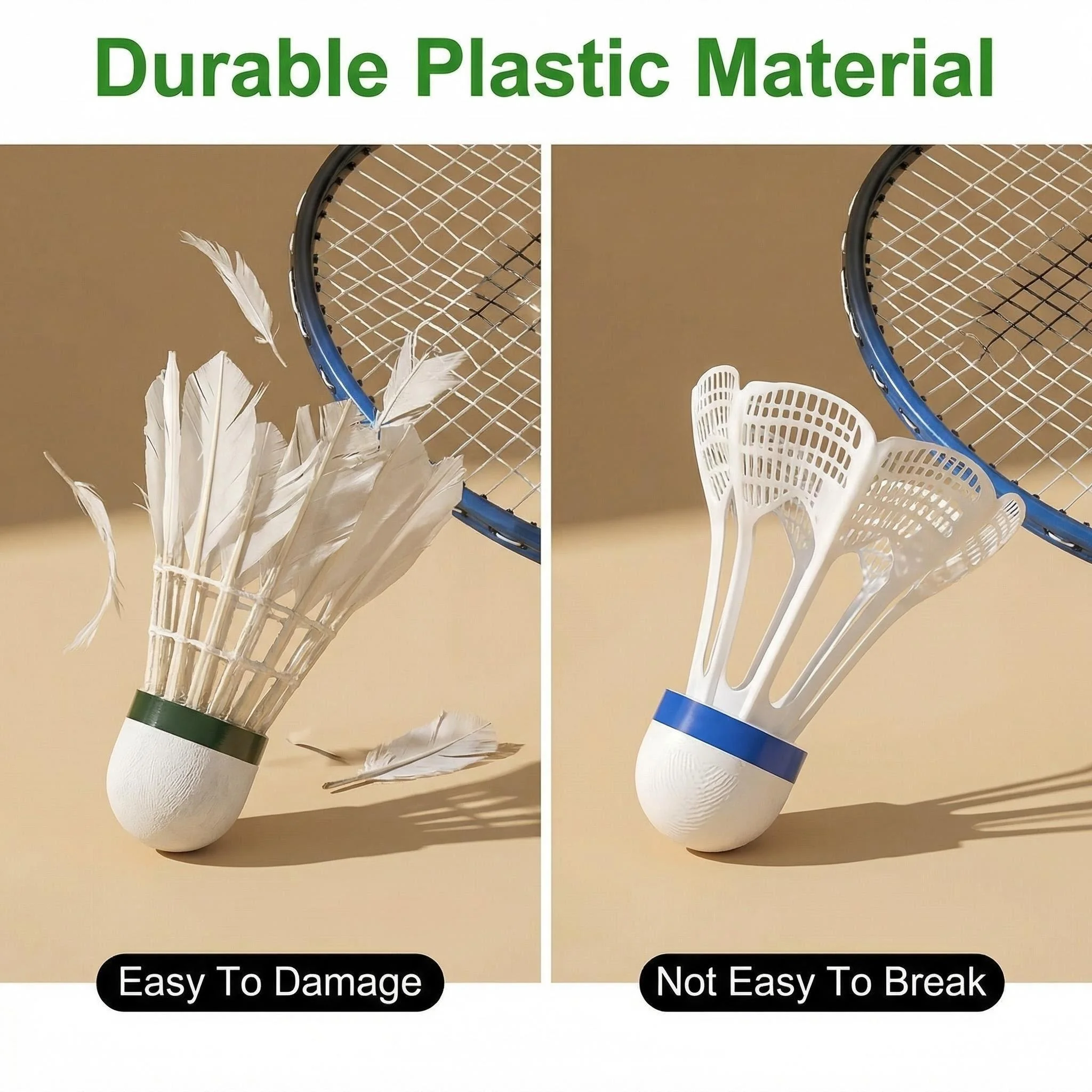4 Stück/8 Stück, windbeständige Badminton-Federbälle, Nylonmaterial, gelb, weiß, windbeständig und langlebig, geeignet für Badminton-Übungen und Sport im Freien. – Detail 7