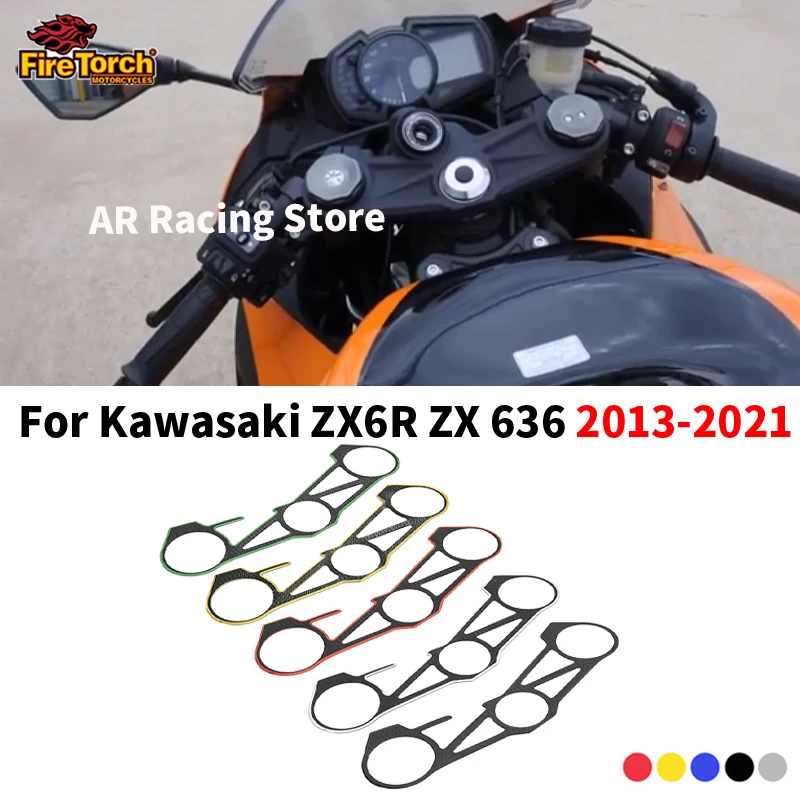 For Kawasaki Ninja ZX 6R ZX 636 2013 - 2021 Motorcycle Decals Triple Tree Top Clamp Upper Front End Handlebar Cover Pad Stickers