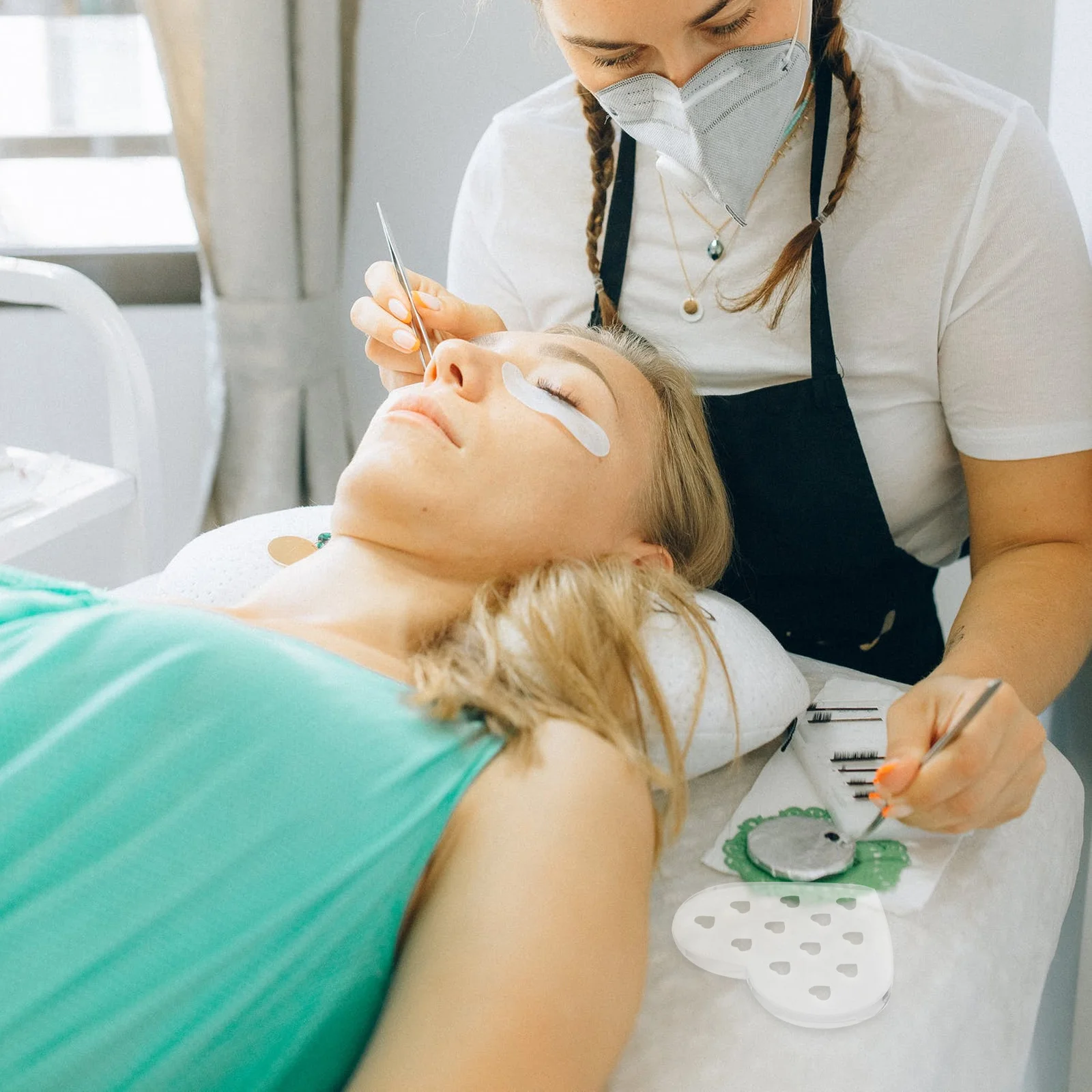 ミニまつげ移植ガスケットラウンドガラスパレット接着剤ホルダー遅延乾燥時間ポータブルまつげエクステンションツールサロン供給