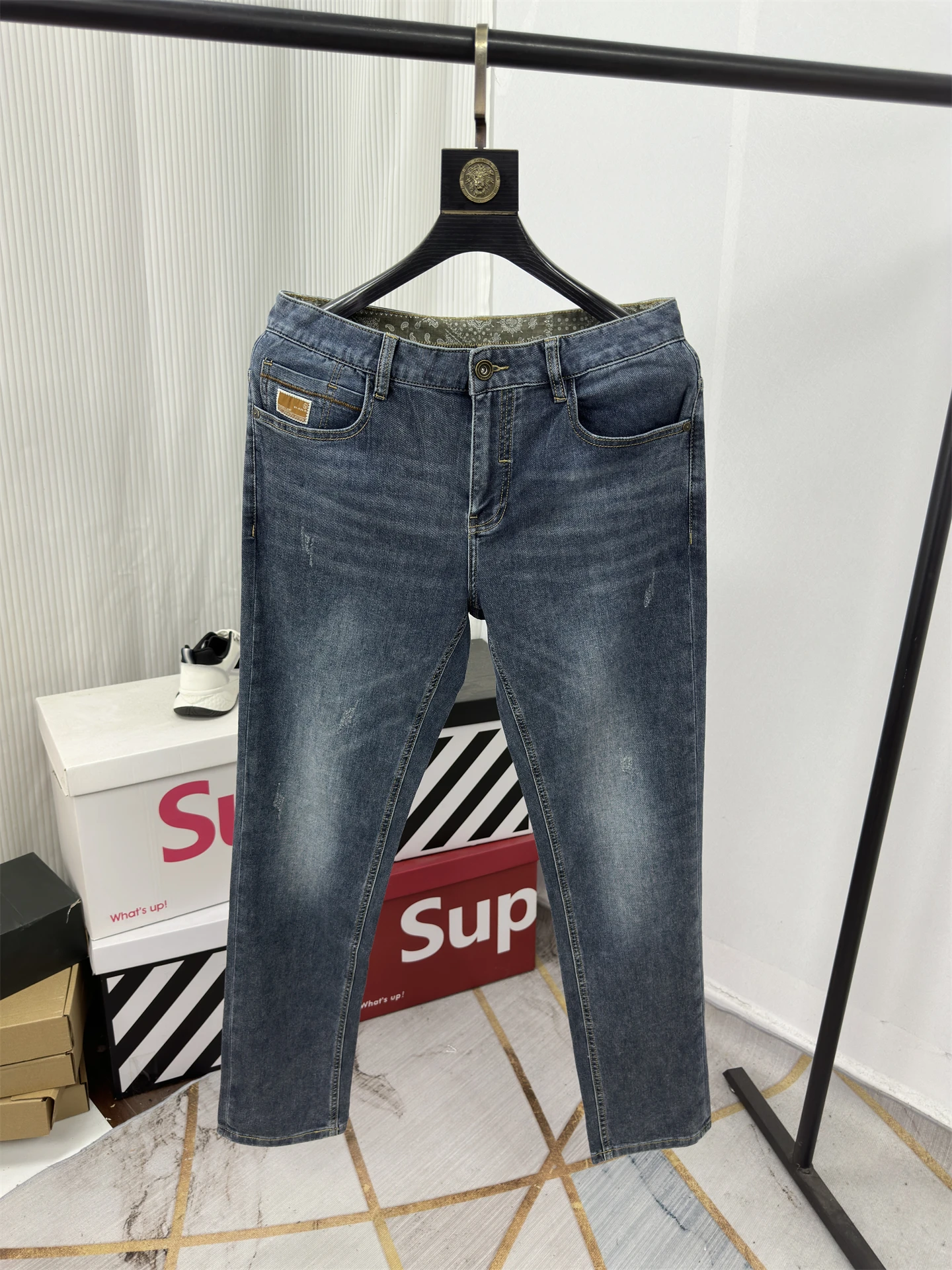 

Men's Spring Summer Thin Faion Classic Straight Leg Jeans Breathable Comfortable Skin-Friendly Long Pants Casual mid Waist