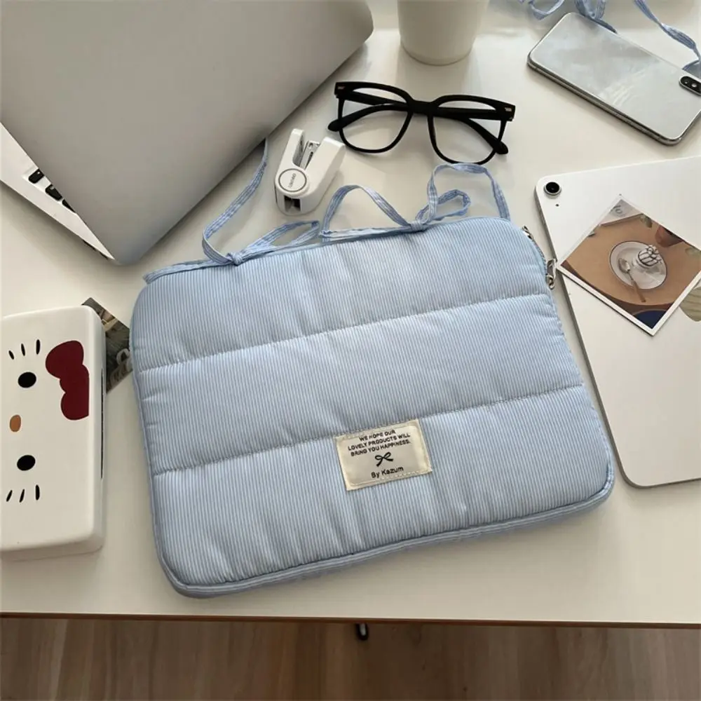 

Universal 11/13/15 inch Laptop Sleeve Case Stripe Shockproof Laptop Bag Bowknot Large Capacity Tablet Protective Pouch