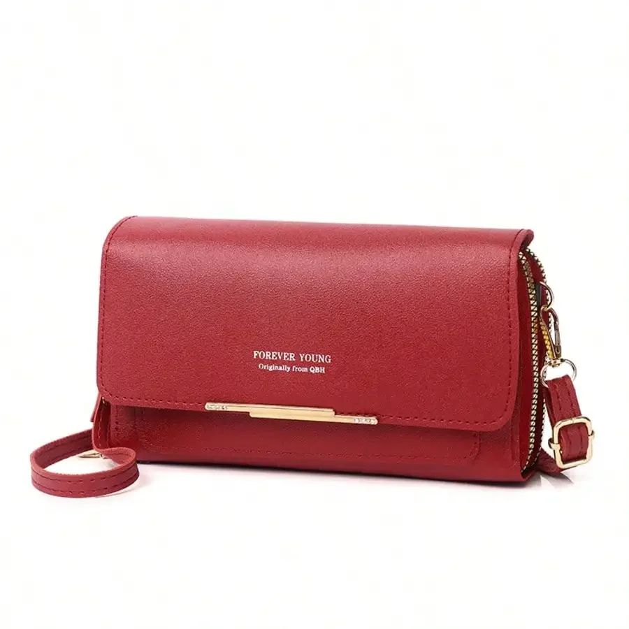 

Faux Leather Crossbody Purse For Women Dual Compartment Shoulder Bag With Credit Card Slots Large Capacity