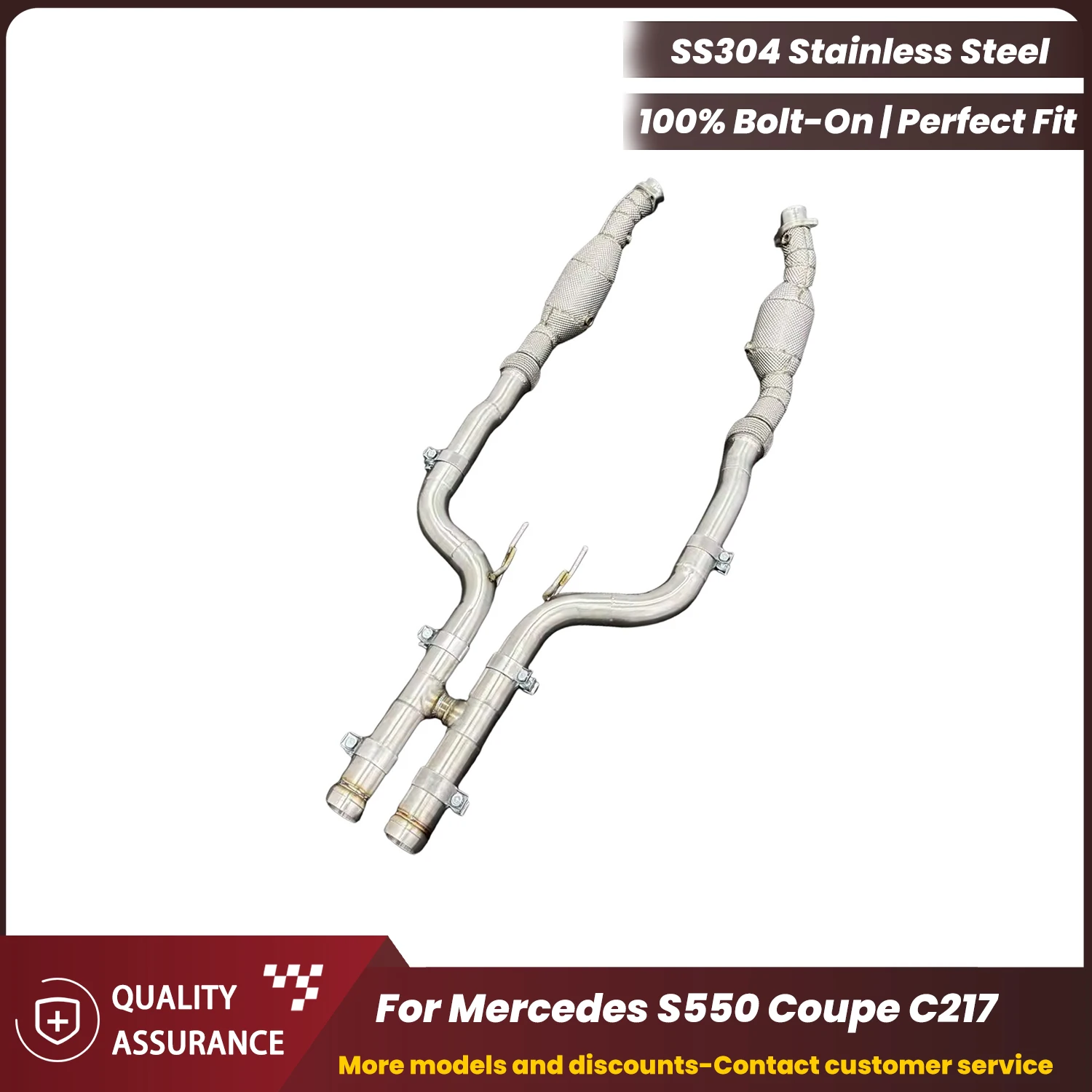 

ECCF Sports Downpipe With Heat Shield For Mercedes S550 Coupe C217 Aggressive Exhaust Sound High Flow Performance Upgrade