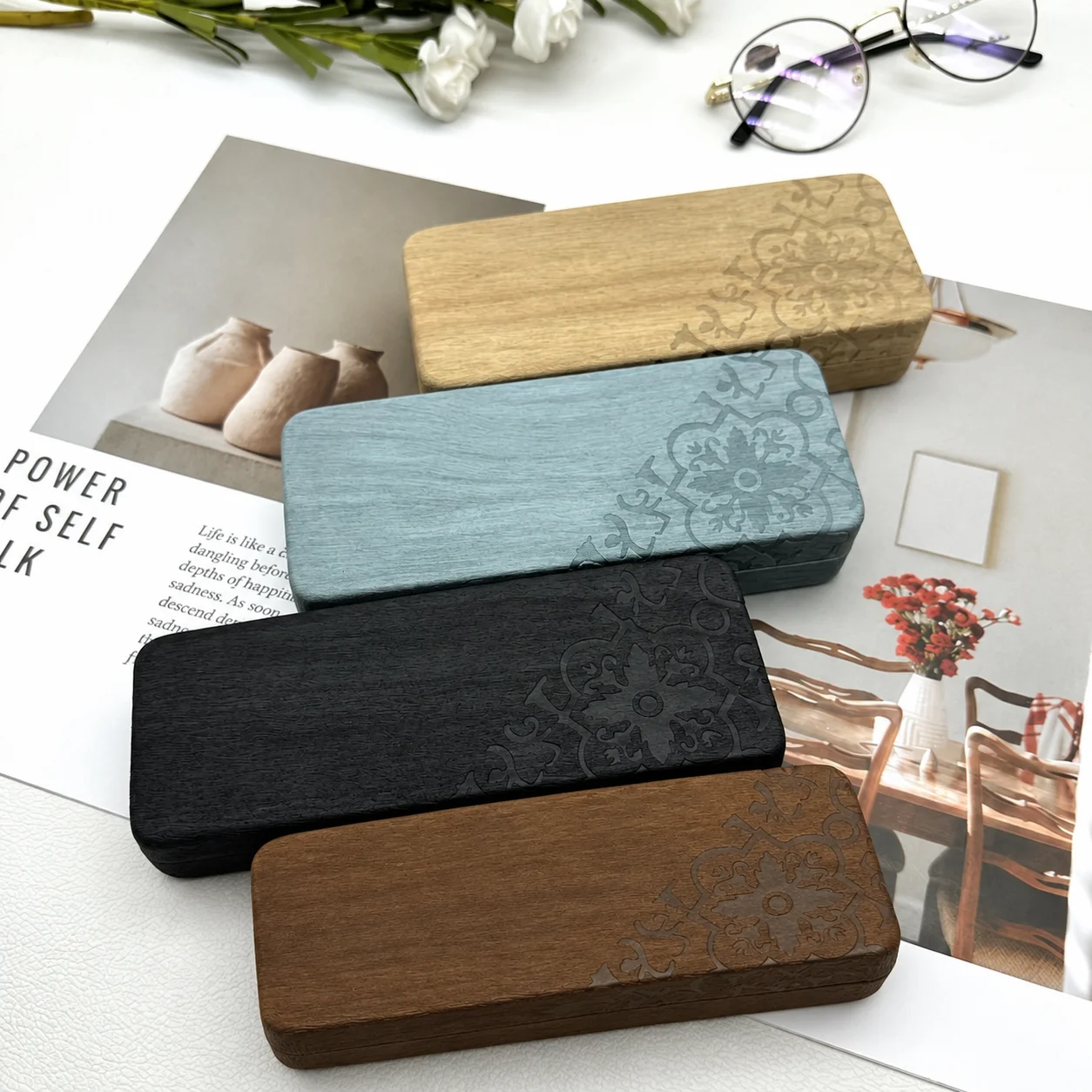 Vintage  Pattern Hard Glasses Case Portable Protective Eyewear Box Eyeglasses Storage Organizer for Reading Glasses Sunglasses