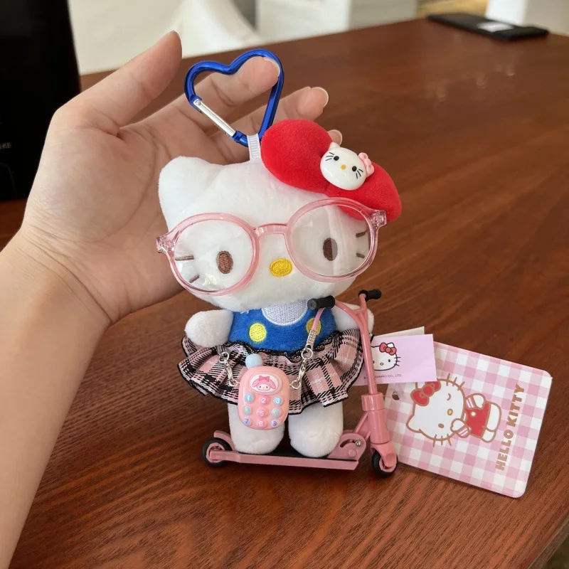 ハローキティスクーターシリーズぬいぐるみバックパックペンダントかわいいキティバッグ人形女の子キーホルダーギフト