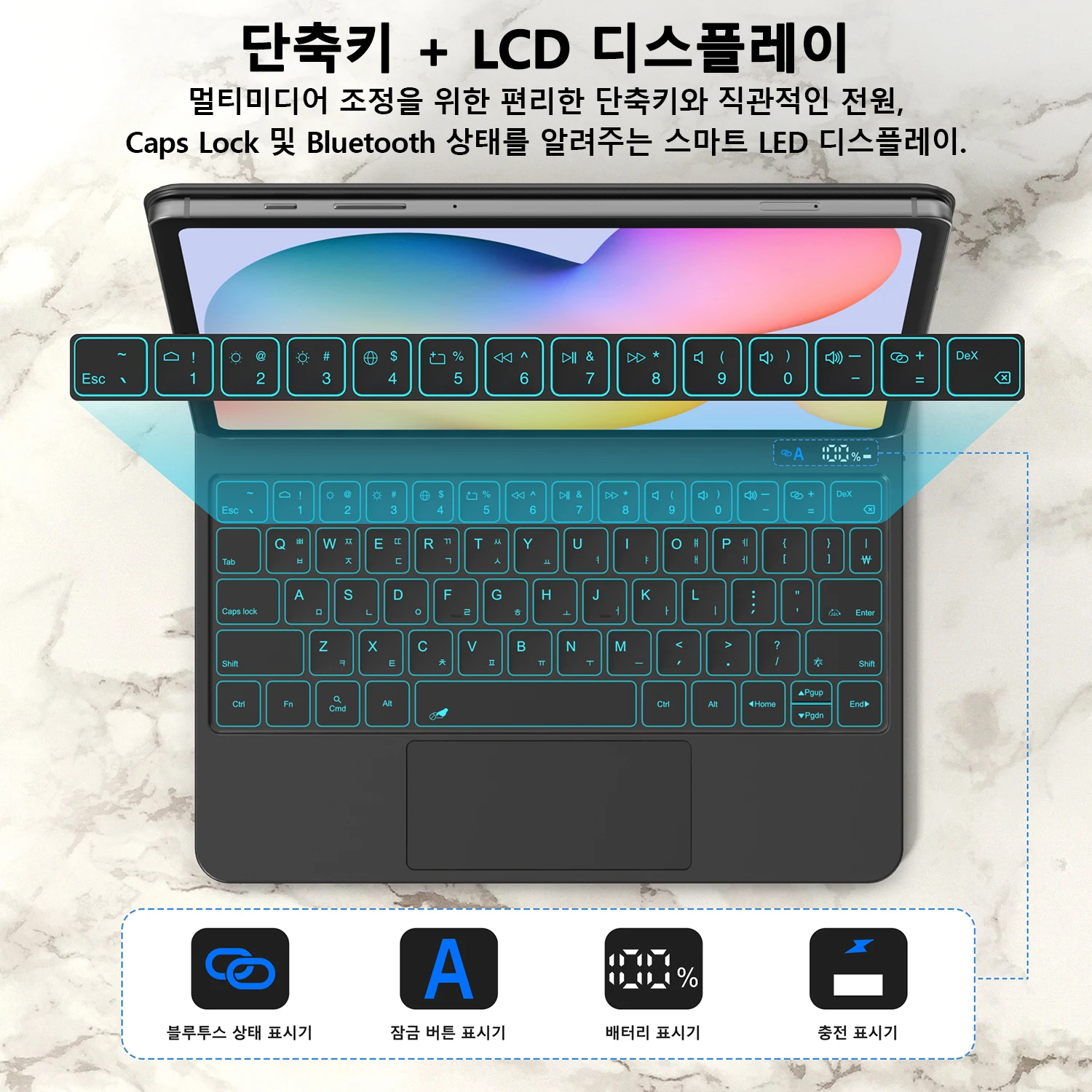 GOOJODOQ Teclado Mágico Para Samsung Galaxy Tab S6 lite 10.4 polegadas Suporte Cantilever Flutuante Magnético Display de Nível de Bateria