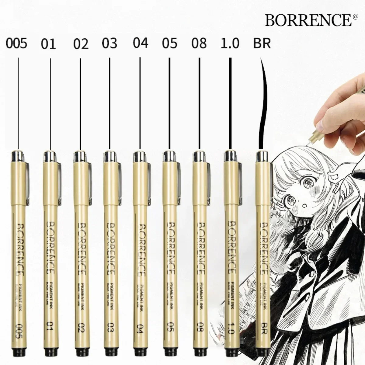 BORRENCE Porous-Point Pens,Rapid Drying for Diary,Notebook,Painting,Drawing,Caricature Pen Examination Art Stationary Supplies