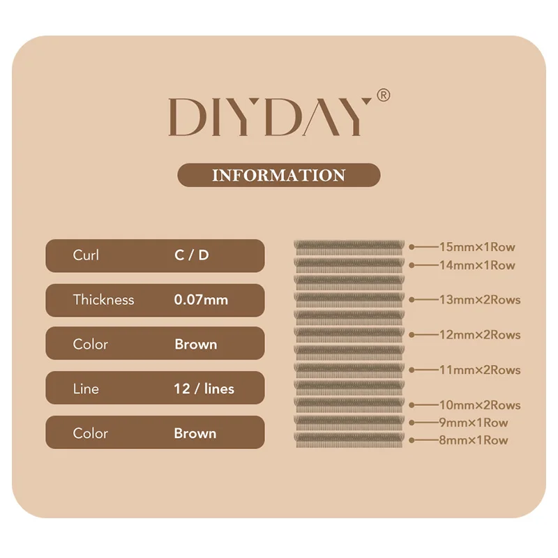 Pestañas DIYDAY marrón oscuro 3D 4D 5D, forma W, abanicos premoldeados, fáciles de aplicar, gruesas, entrecruzadas, extensión de visón sintético 6