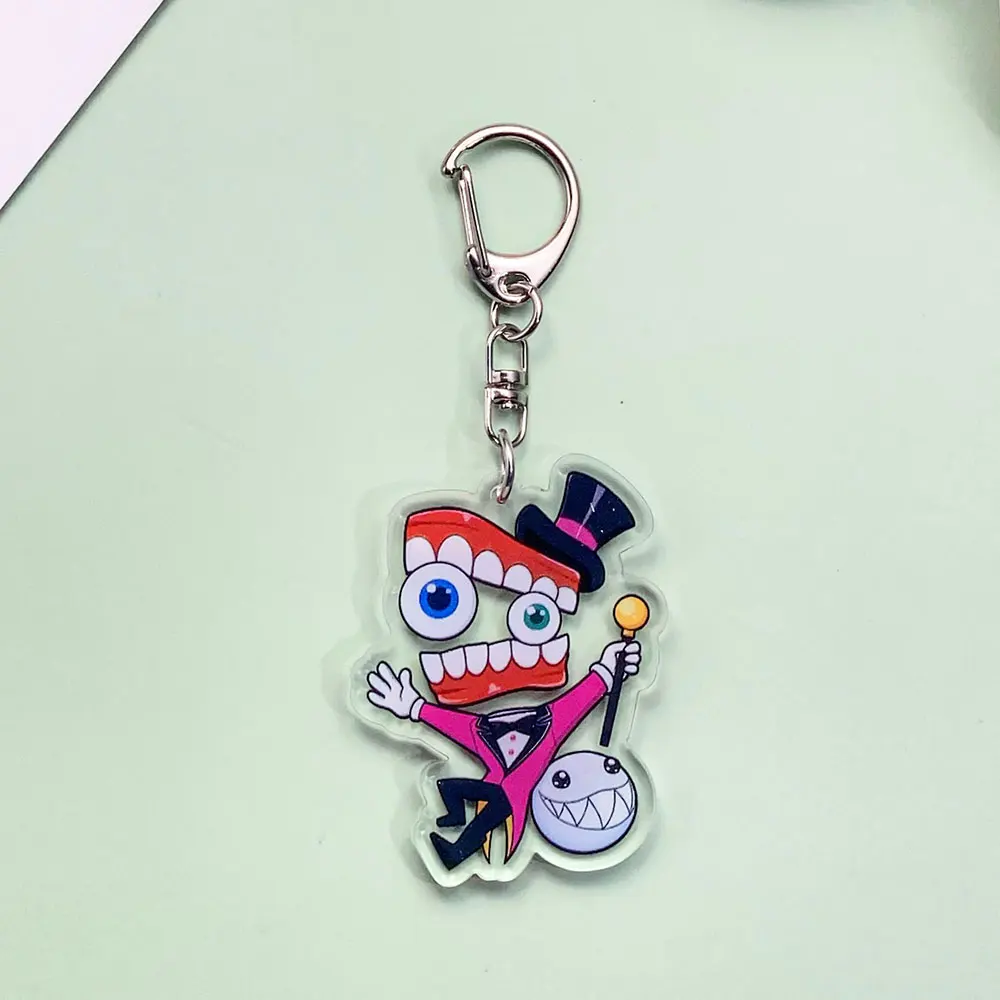 شخصيات كرتونية مذهلة السيرك الرقمي سلسلة مفاتيح مصنوعة من الأكريليك اكسسوارات حقيبة سحر ظهره قلادة حلقة رئيسية هدايا لصديق
