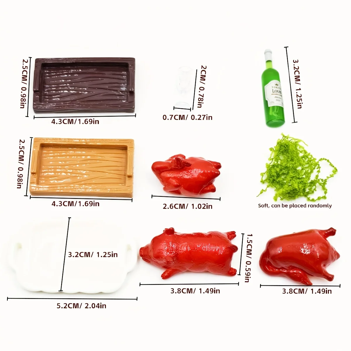 6-teiliges 1:12 Puppenhaus Wein- & Essensset, Mini-Schwein, Ente, Huhn, Truthahn Modell, DIY Miniatur-Szenendekoration, Weihnachtsgeschenk – Detail 11