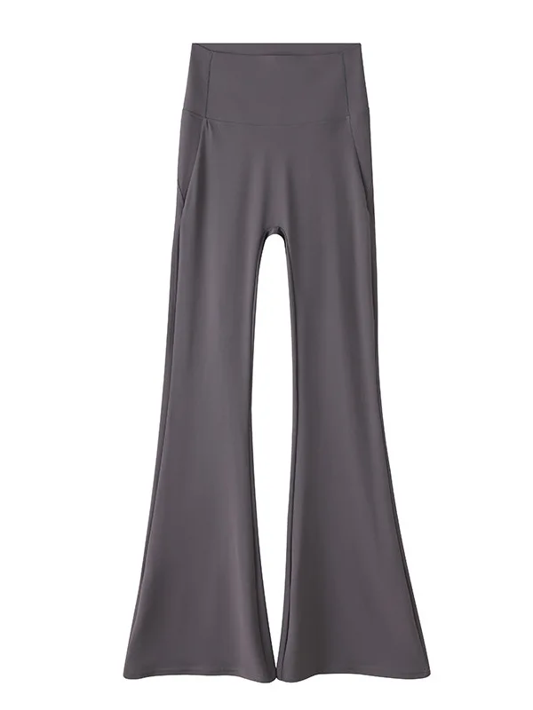 Pantalones de Yoga de cintura alta para mujer, pantalones acampanados blancos adelgazantes finos de verano, pantalones largos informales con Control de barriga, poliéster, nailon y LICRA