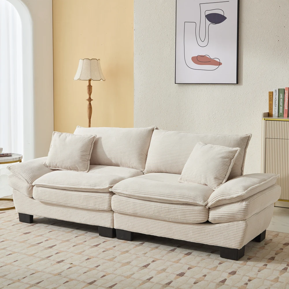 

Corduroy Sofa Sleeper Couch Loveseat Sofa with Pillows Comfy Upholstered Deep Seat Sofa for Bedroom,Living Room Apartment