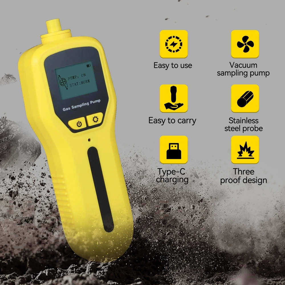 Industry Portable Gas Sampling Pump Digital LCD Charging Smart External Vacuum Pump Sampler Device Support All Gas DeCollection