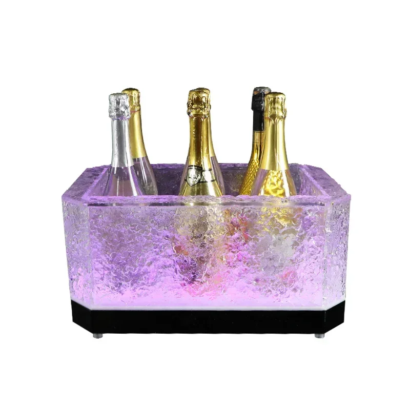 Luminous ice bucket foreign wine base champagne bucket LED bar KTV acrylic ice-sealed double-layer wine holder