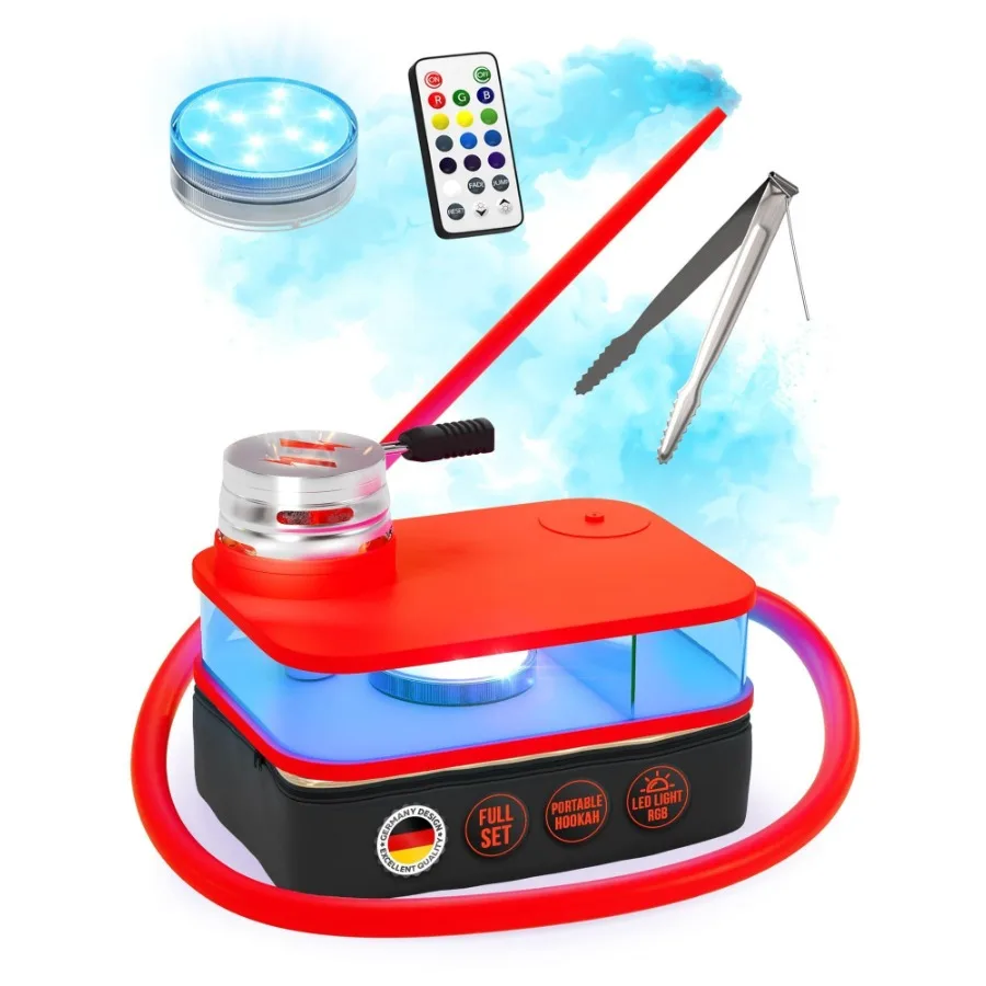 

Red Hookah Set Premium Portable Hookah Set With Everything And Bag