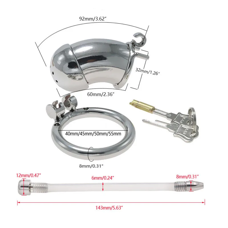 Metal Cock Cage Male Chastity Device Cbt BDSM Cockring penis plug urethral catheter dilator Chastity Cage adult Sex Toys For Men 4