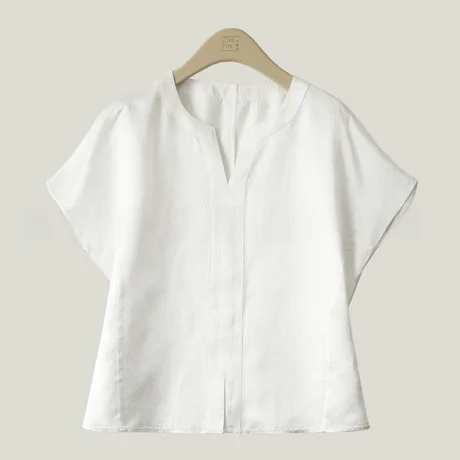 

Женский повседневный топ из ацетатного волокна с V-образным вырезом и разрезом, удобный, дышащий, свободного кроя, для работы и отдыха