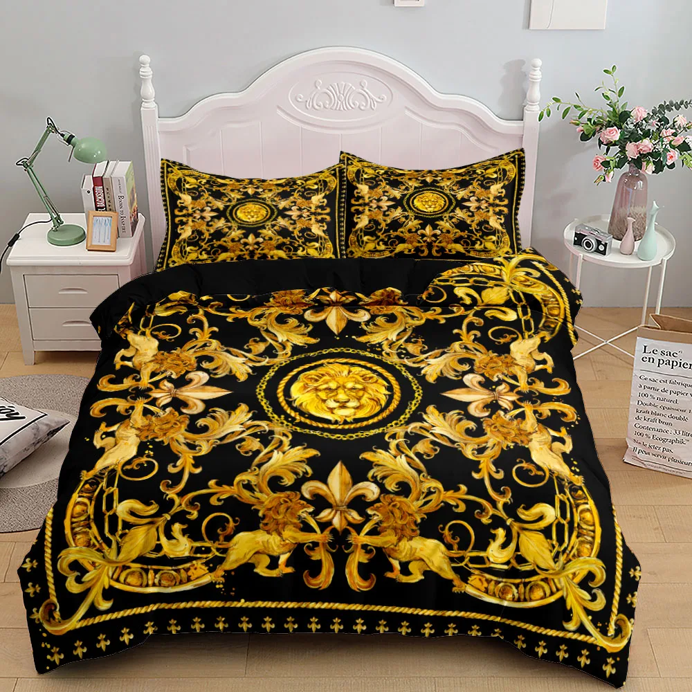 

European Style Baroque Pattern Lion Duvet Cover Set King Queen Double Full Twin Single Size Bed Linen Set