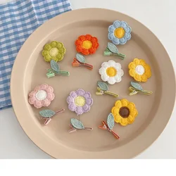Cute Flower Hairpins for Children Handmade Colorful Thread Wobbly Sunflower Hair Clip Girl's Funny Headwear