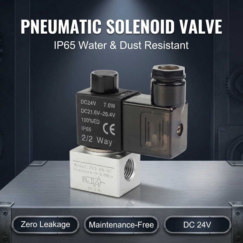 3V210-08NOF 3V Series 3 Way 2 Position Normally Open Pneumatic Solenoid Valve Single Solenoid DC12V 1/4 Air Valve