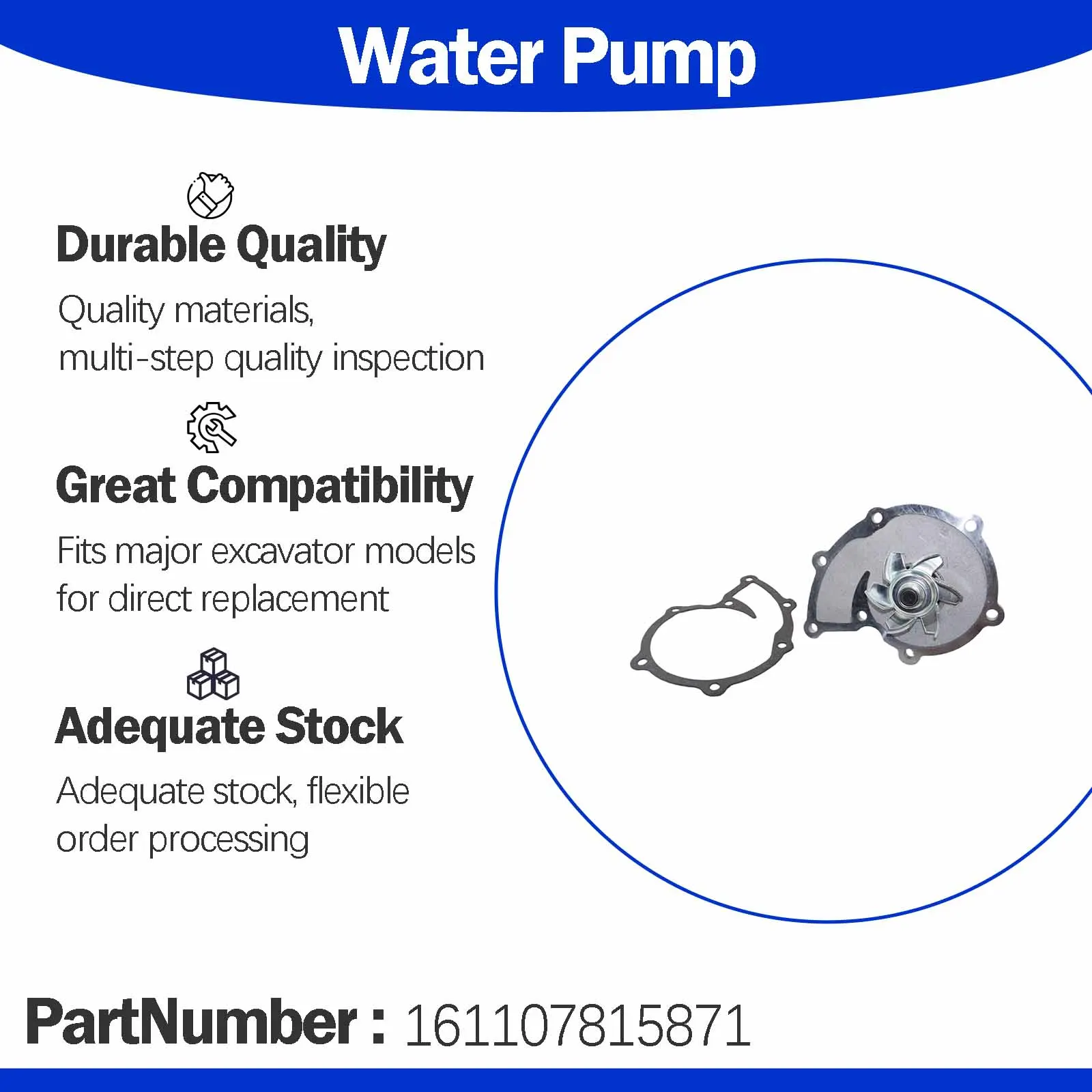 Water Pump Insert 16110-78158-71 KT-111W For Toyota Forklift 7FG 8FG 4Y 7 Series Engine
