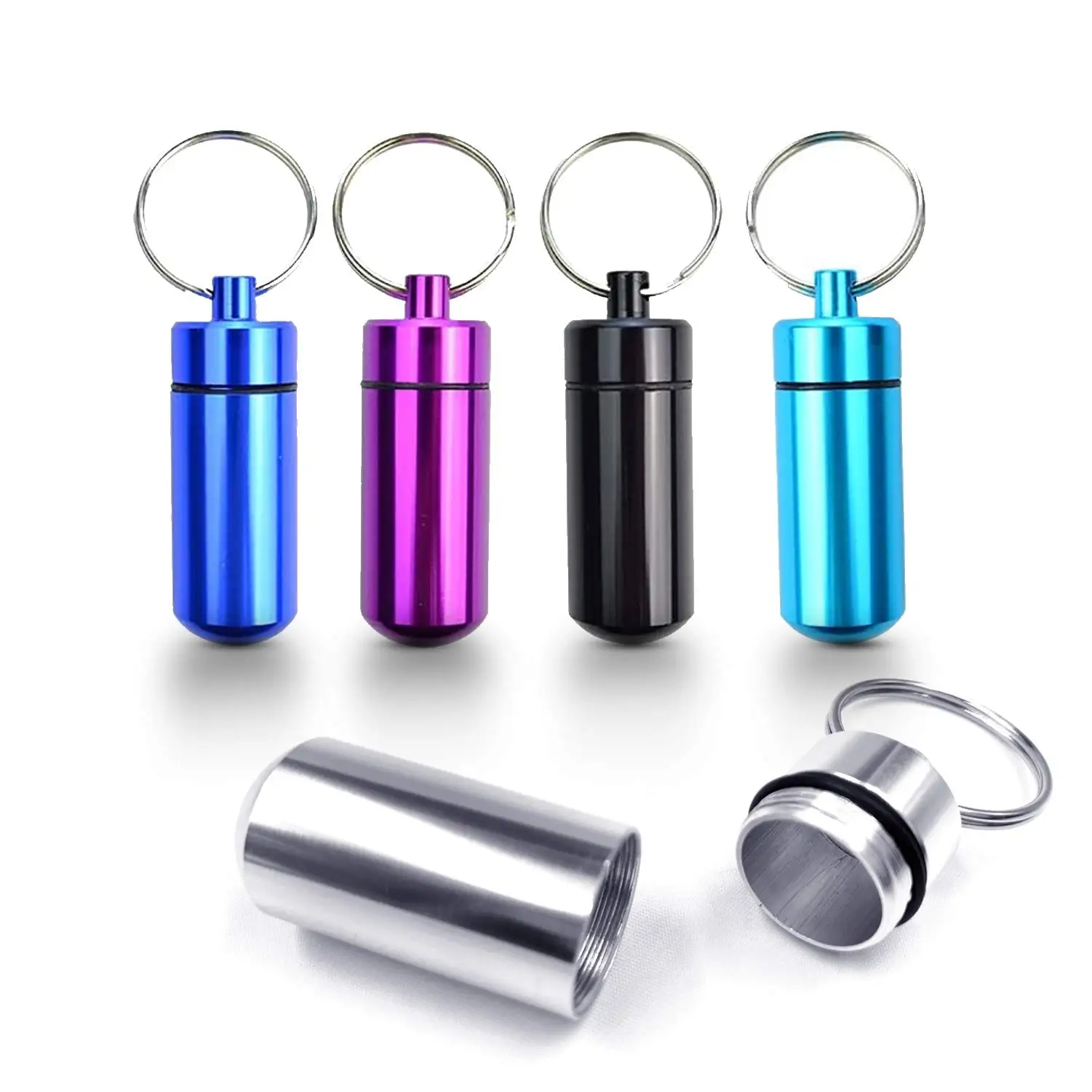 9Pcs Pillbox Keychain Pill Box WaterProof Aluminum Pill Cases Bottle Holder Container For Medicines Handmade Wholesalers