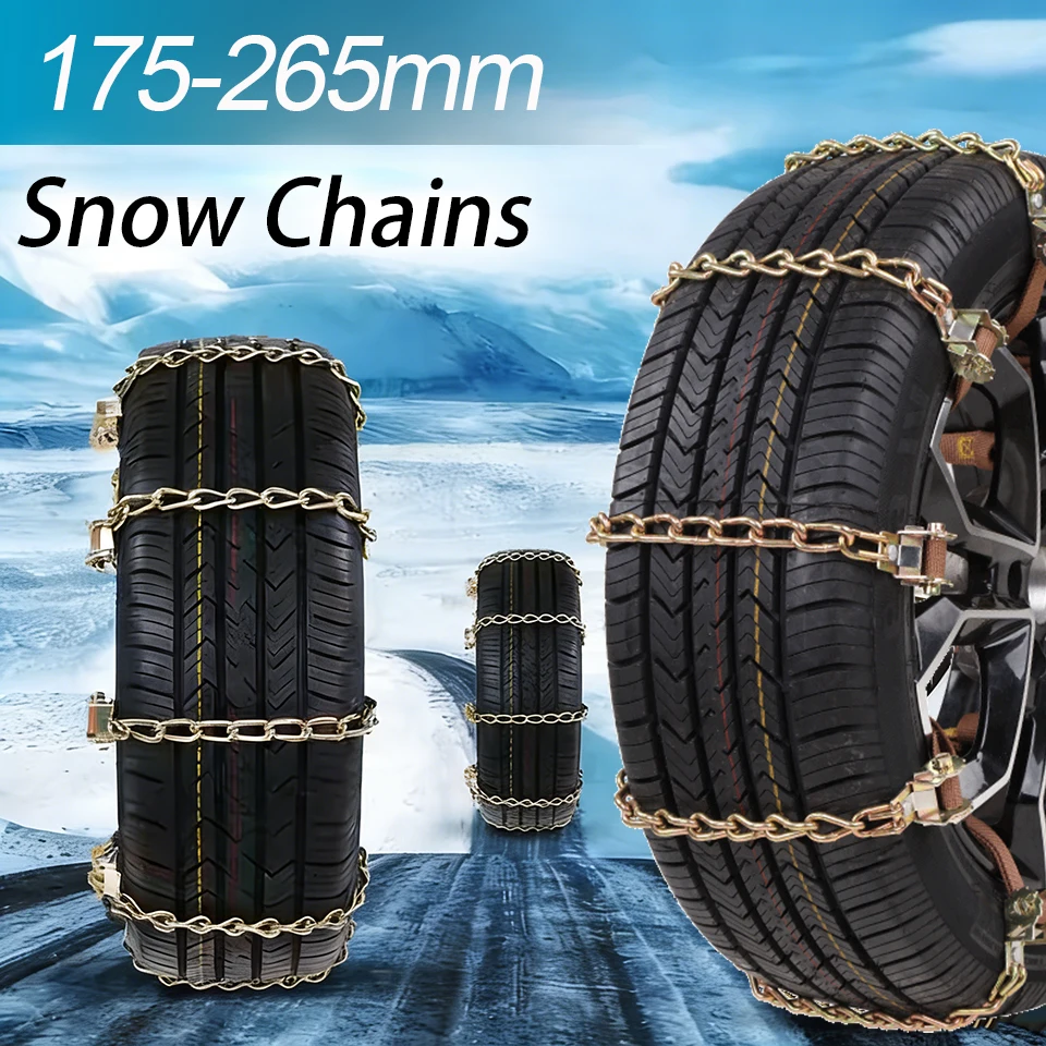 Catene da neve per pneumatici per auto 175-265mm Catene in acciaio antiscivolo per pneumatici invernali Catene per pneumatici con sabbia e fango da neve Strumenti di emergenza universali per esterni